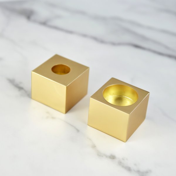 Jewish Judaica Gift Set Modern Table Decor Cube Candlestick Shabbat Candle Holders - Image 2