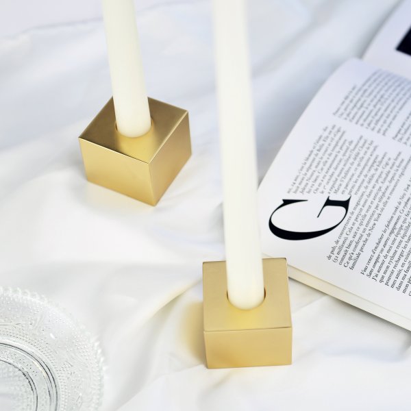 Jewish Judaica Gift Set Modern Table Decor Cube Candlestick Shabbat Candle Holders