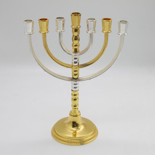 Silver and Gold 7 Branch Temple Revolving Menorah - Image 3
