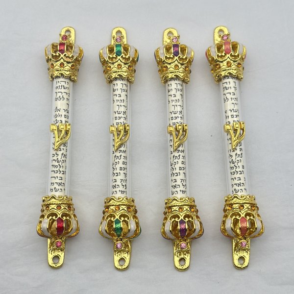 The King's Royal Crown Design Mezuzah Gold Plated see through scroll - Image 4
