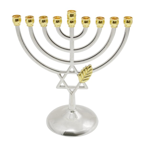 Star of David with leaf design Hanukkah Menorah