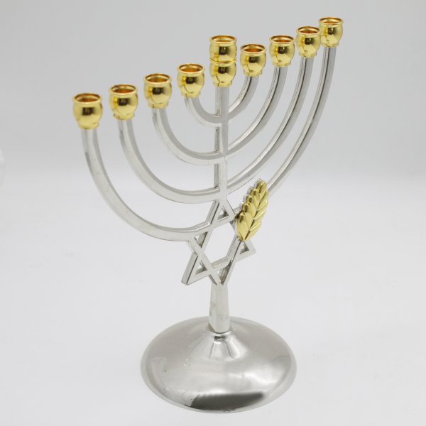 Star of David with leaf design Hanukkah Menorah - Image 3