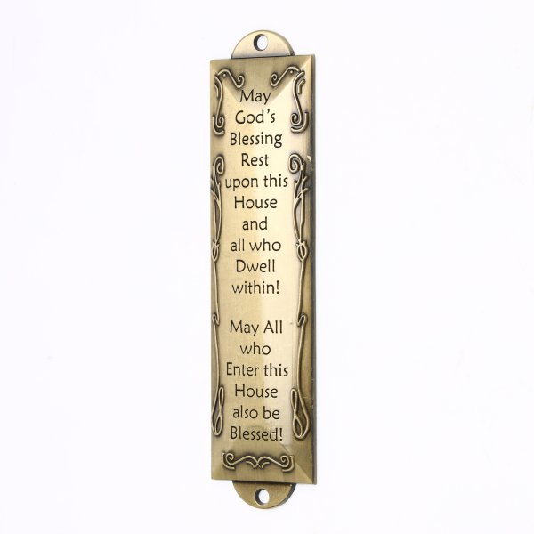 Jerusalem Brass House Blessing MEZUZAH Case with Scroll