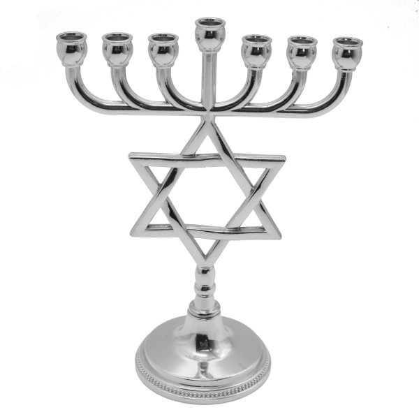 Gold Judaica Star of David Menorah with Jewish Jerusalem Cross Charm - Image 4