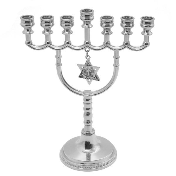 Jewish Holiday Golden Menorah Star of David Charm Candelabra - Image 3