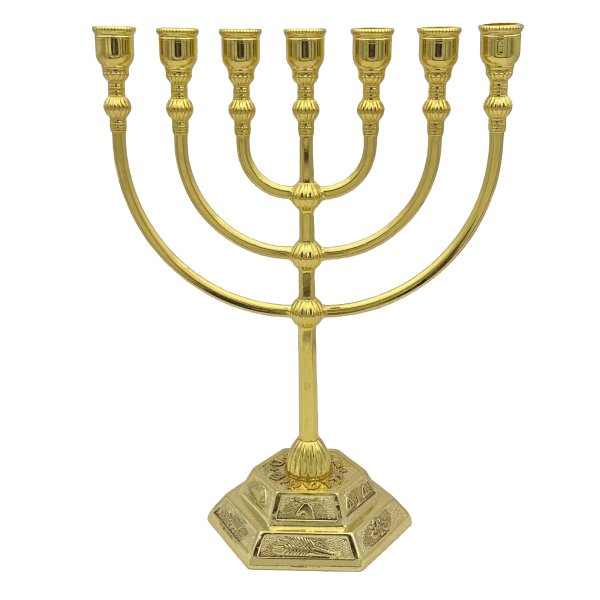 Jewish Holiday Vintage Colour Temple Design Menorah Candle Holder