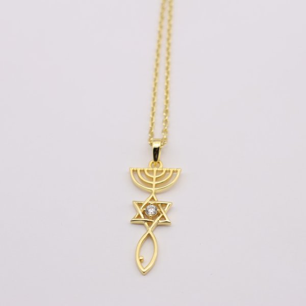 Elegant Design Silver & Gold Messianic Seal Charm Necklace - Image 3