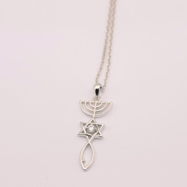 Elegant Design Silver & Gold Messianic Seal Charm Necklace - Image 2