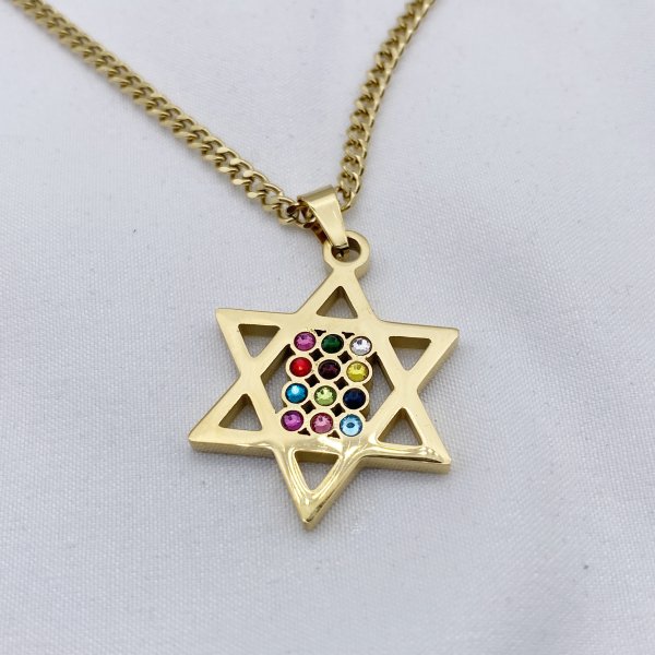 Gold & Silver 12 Tribes Star of David Necklace - Image 4