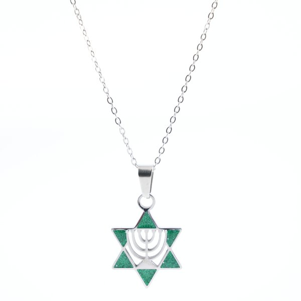 Stainless Steel Star of David & Menorah Necklace - Image 2