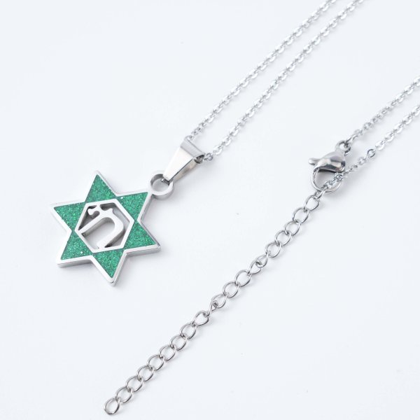 Gold & Silver Star of David with Chai Necklace - Image 3