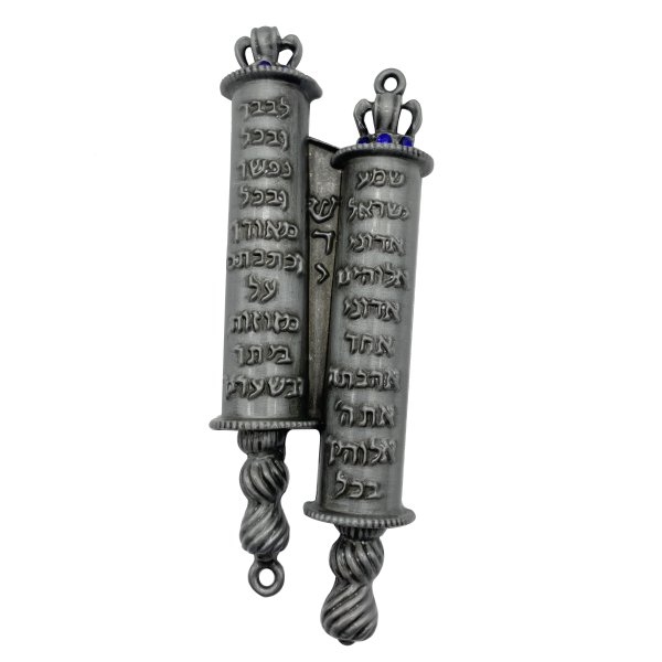 Dual-Chamber Torah Pewter Mezuzah