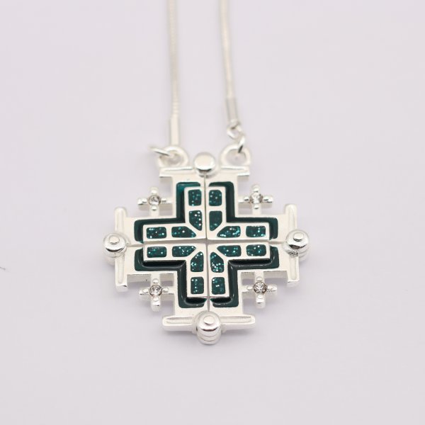 Two-Way Magnetic Jerusalem Cross Necklace