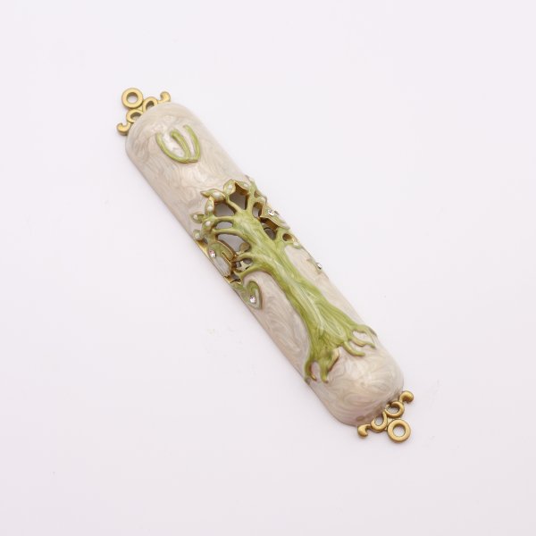 Enamel Tree of Life Design MEZUZAH CASE with Scroll Hebrew Parchment - Image 3
