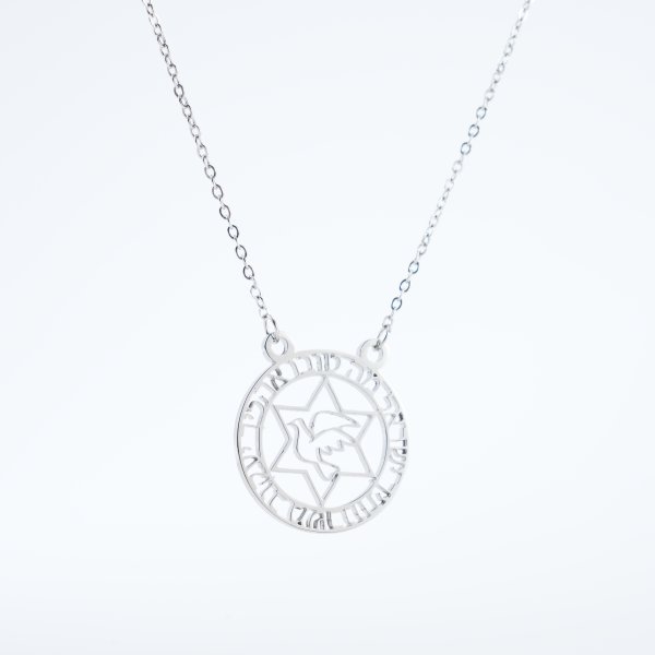 Polished Stainless Steel Kabbalah Dove Necklace