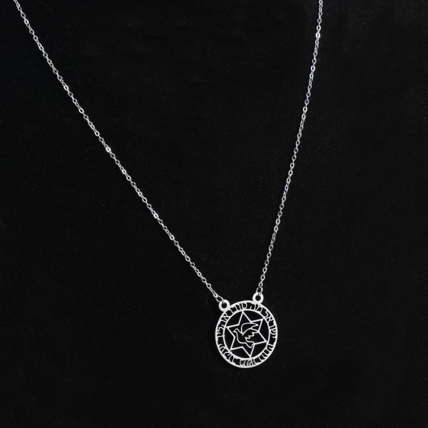 Polished Stainless Steel Kabbalah Dove Necklace - Image 3