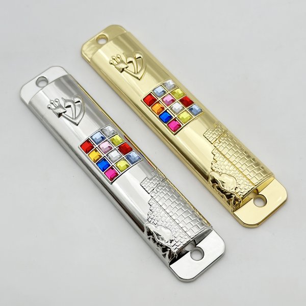 Metal 12 Breastplates Mezuzah Case with Rhinestone Hoshen - Image 3