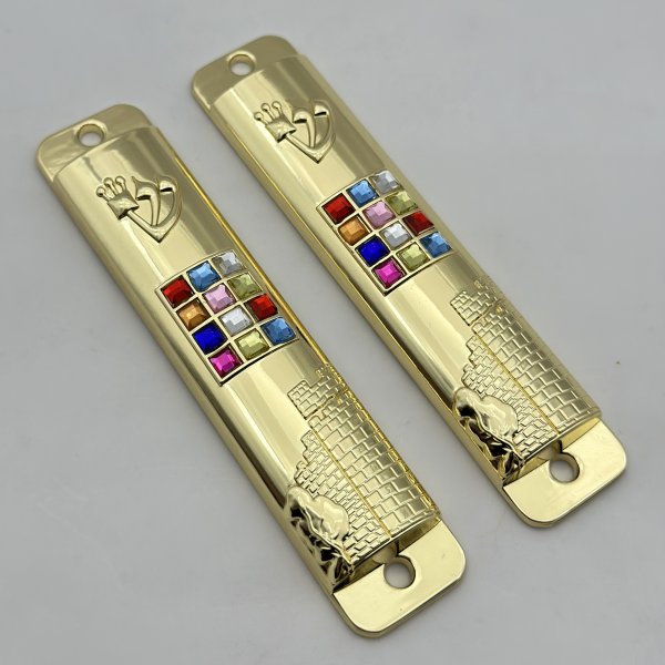 Metal 12 Breastplates Mezuzah Case with Rhinestone Hoshen - Image 2