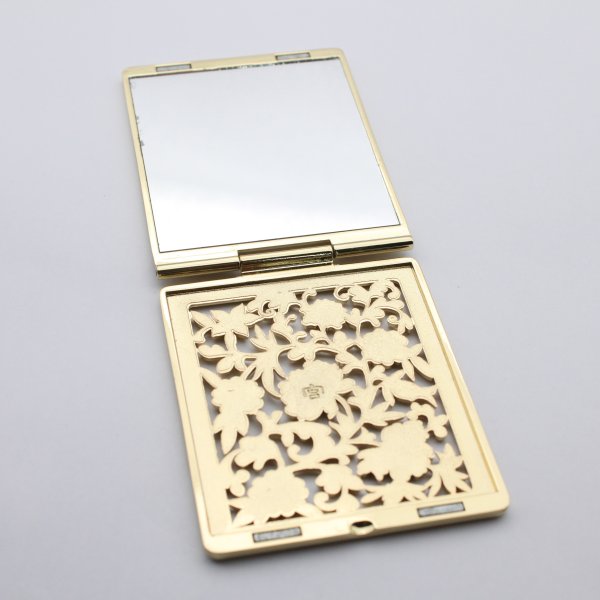 Custom Hollowed Flower Pearl Foldable Compact Mirrors - Image 2