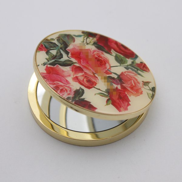 Custom Metal Compact Mirrors with Epoxy & Gold Logo - Image 2
