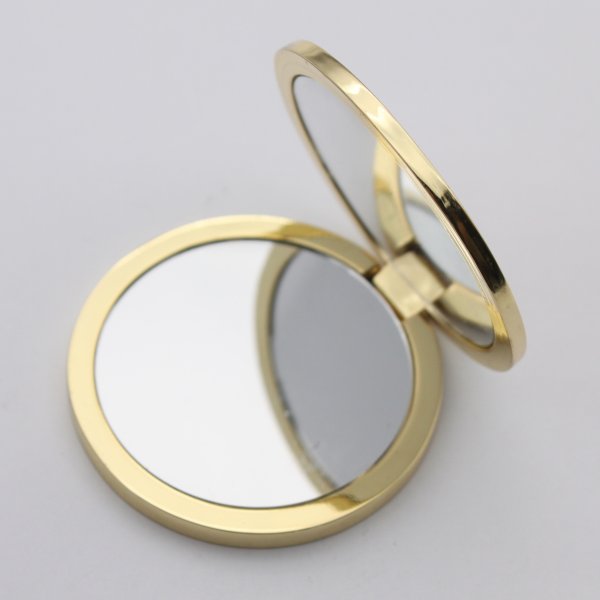 Custom Metal Compact Mirrors with Epoxy & Gold Logo - Image 3